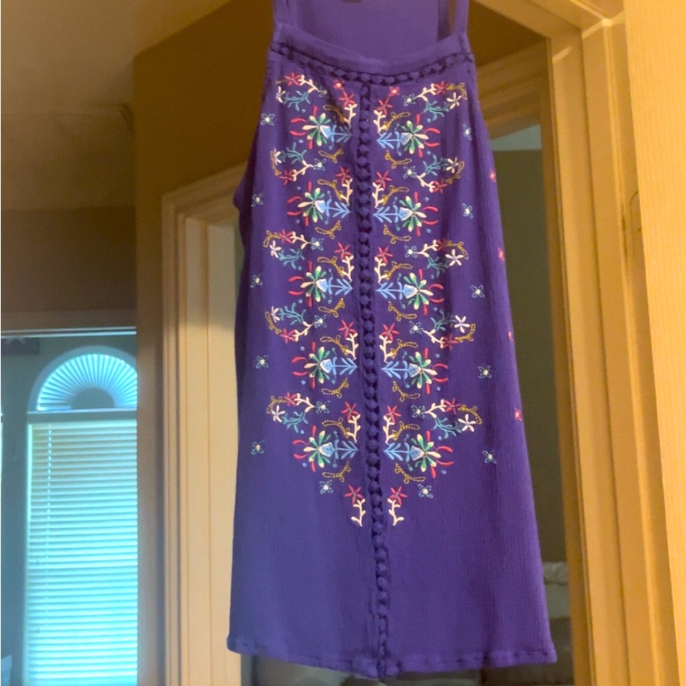 Purple/Navy Blue Embroidered Halter Top